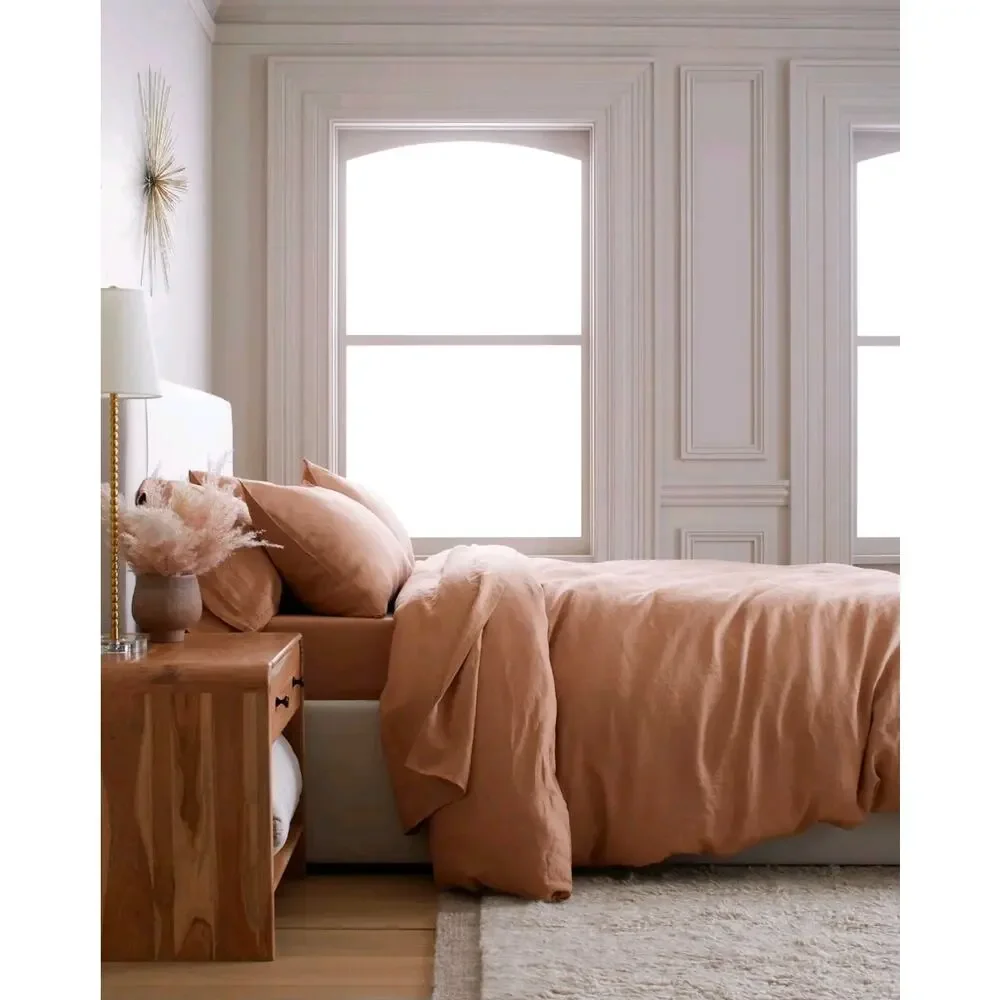 New Quince 100% European Flax Linen Duvet Cover King Cal King Desert Sunset